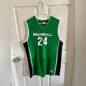 Nike Game Worn Marshall Thundering Herd Basketball Jersey Kelly Green